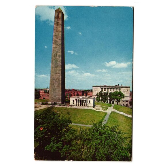 Bunker Hill Monument Postcard Charlestown MA Vintage 1960s Travel Memorabilia - Picture 1 of 2